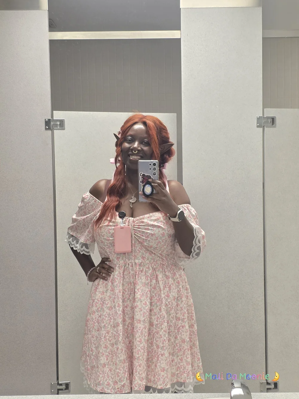 Sweetheart Pink Floral Mini Dress with Ruched Bodice - Picture 3 of 5